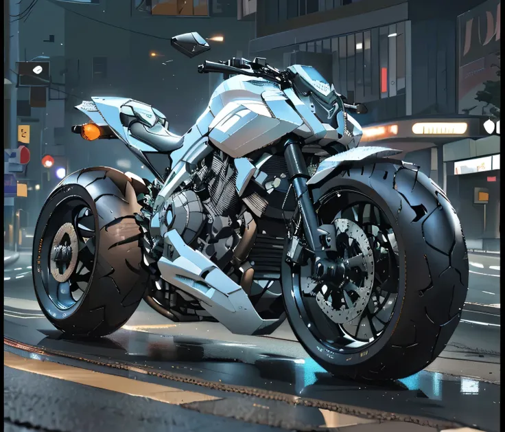There is a motorcycle parked on the street, daniel maidman octane rendering, 3 d octano render conceptart, 8k octane 3d render, Loop 3D rendering, The octane engine renders 8K HDR, 8k Octane detailed rendering, octane 4k render, Octane 4K Rendering, 3d ren...