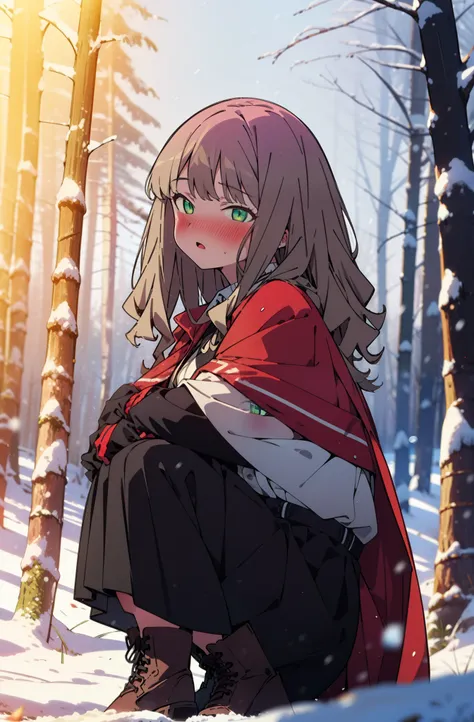 minami yume ,sss Dynazenon ,Long Hair, Brown Hair, (Green Eyes:1.5) ,blush,White Breath,
Open your mouth,snow,Ground bonfire, Outdoor, boots, snowing, From the side, wood, suitcase, Cape, Blurred, forest, White handbag, nature, Squat, Mouth closed, Cape, ...