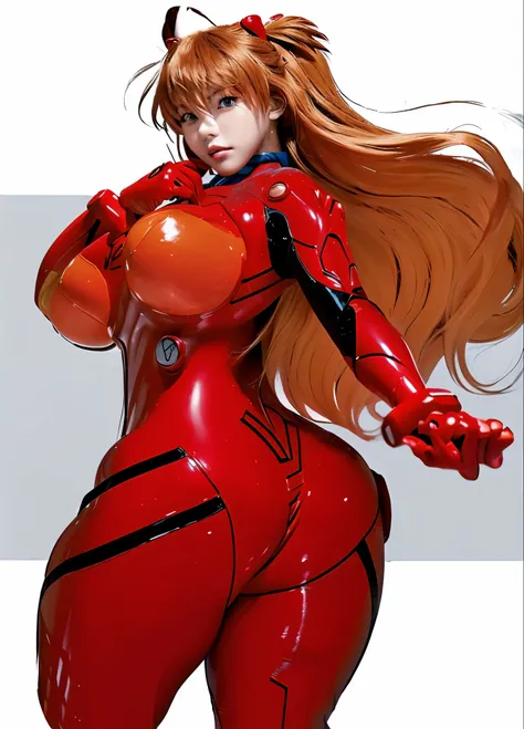 Cartoon drawing of a woman with large breasts wearing red clothes, body and soul! Asuka suit, Asuka suit under clothes!, Asuka langley sohryu, Asuka langley souryuu, Asuka langley, Asuka langley soryu, Asuka, beautiful Asuka from evangelion, Biomechanical ...