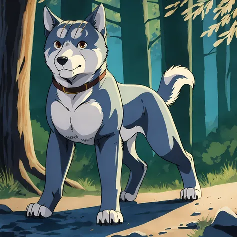 gin (ginga), black collar, dog, brown eyes, glinting eyes, detailed eyes, detailed collar, young, male, feral, quadruped, full b...