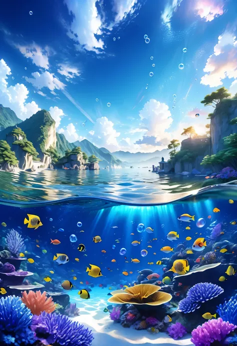 (panorama, center, masterpiece, highest quality: 1.2), (8K、Raw photo、highest quality、look up:1.2、masterpiece:1.2、Genuineistic、Ultra-high resolution、High Contrast、Photon Mapping、Genuine、Very detailed、Official Art, Raw photo、professional Lighting、 Light、Vivi...
