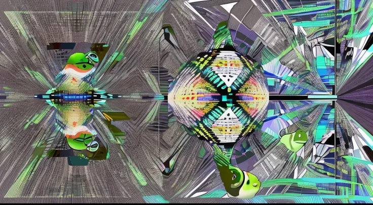 abstract geometric computer generative art of pepe the frog meme