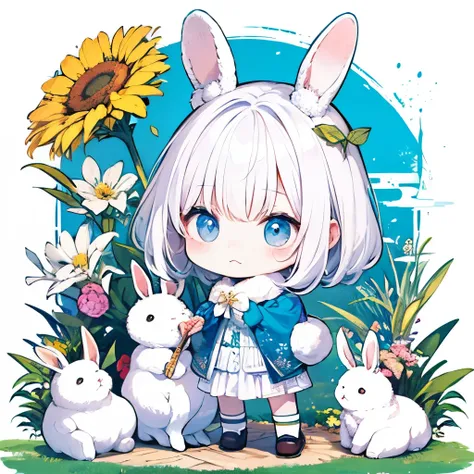 white stuffed rabbit shy face brush chibichara