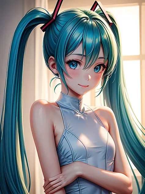 (masterpiece:1.4、Highest quality、shape:1.4,Realistic、)、(Character Focus、breast focus,Upper Body:1.3)、(One Girl),(Clear Face:1.3),(Miku hatume),Cute face,blue eyes、()、
,(stand:1.4),(A radiant smile),
,(thin),(),
(Fluorescent light green long hair:1.6,,),(Tw...