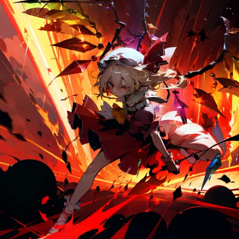 flandre scarlet sky uses a fire sword to attack