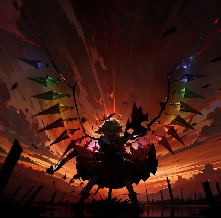 flandre scarlet destroys everything around him，red sky