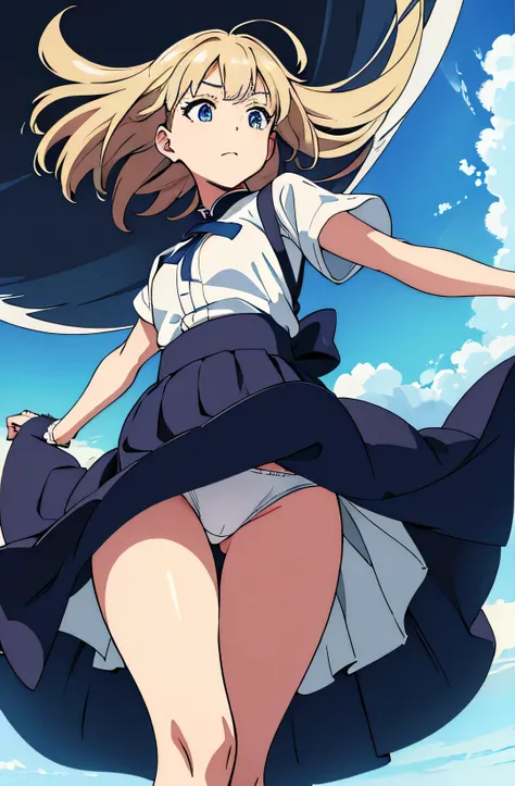 
Soundless Kyoko Low Angle、Long skirt、

Navy blue skirt Holding the skirt that is being blown up by the strong wind with her hands Long skirt uniform、The color is dark blue、

、A skirt that flips up in a strong wind A bright white anime plain white panties、...