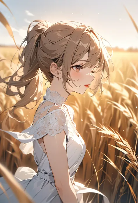 (masterpiece:1.4),, (Highest quality:1.4),, Ultra-high resolution,, 8K, CG,, (Very delicate and beautiful:1.2),, , Upper Body,, From the side,, View your viewers,, , One girl,, alone,, Fashionable Girl,, Mature Girls,, , cute, sweet,, , In the wheat field,...