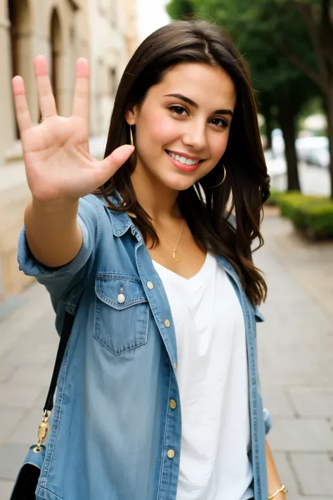 OPEN hand of a brunette girl 