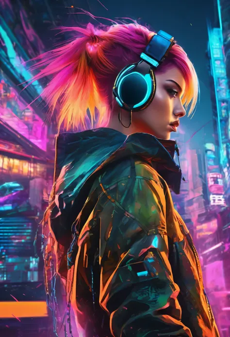 create an image demonstrating the style of ((cyber grunge)) style, hyper realism, 8k high definition, vibrant colors, sharp focu...