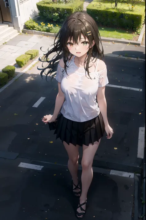 Yuikotegawa, yui kotegawa, Black Hair, (Brown eyes:1.5), Long Hair,Big Breasts,happy smile, smile, Open your mouth,Glasses,Cold shoulder tops,Short sleeve,mini skirt,Stiletto heels,Walking,morning,morning陽,The sun is rising,whole bodyがイラストに入るように,
break out...