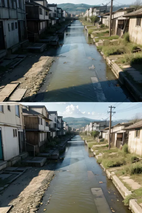 believe me a picture of a waterway in a contaminated community before and after 