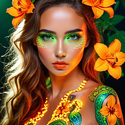 ((portrait of a girl in the ultraviolet backlighting on her:1.24)), (1girl: 1.3, 22 years), ((perfect hands:1.2)), ((perfect female body:1.4)), cute girl, ((ultra fluorescent colourful and extremely intricately detailed photo ultra-realistic art Wonderful,...