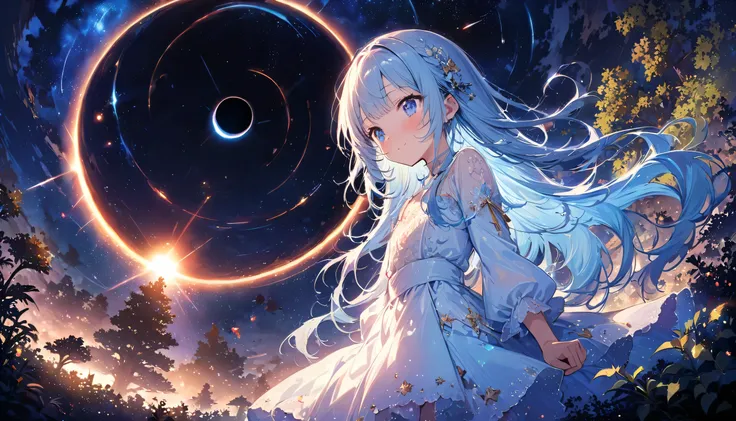 ​masterpiece, best quality, extremely detailed, (illustration, official art:1.1), 1 girl ,(((( light blue long hair)))), ,(((( light blue long hair)))),light blue hair,loli, long hair ((blush)) , cute face, big eyes, masterpiece, best quality,(((((a very d...