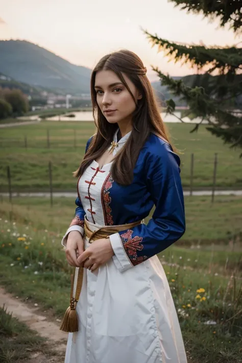 Beautiful female in traditional Slovakian clothes 