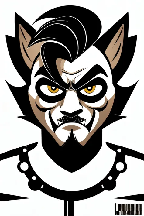 a psychobilly man in a minimalist stencil icon logo, awesome, professional, style marvel, with thick lines and a front view, sui...