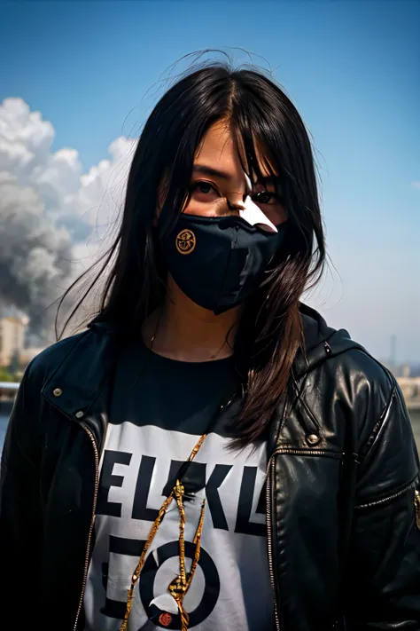 Smoken mask behind the world
