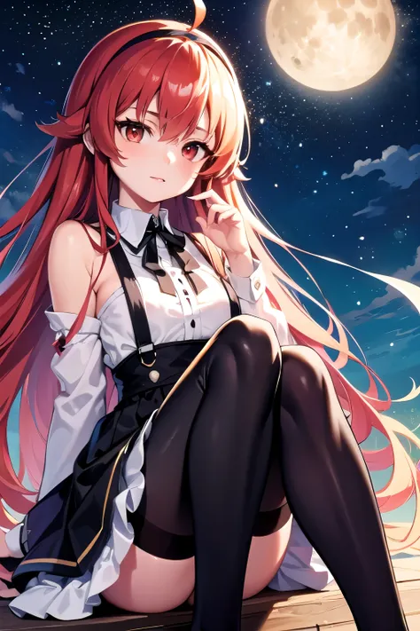 Masterpiece, top quality, best quality, official art, beautiful and aesthetic, anime, 1girl,extremely detailed, colorful, more detailed ((ultra-detailed)), (highly detailed CG illustration),eris greyrat, ahoge, hair between eyes, long hair, (red eyes:1.5),...