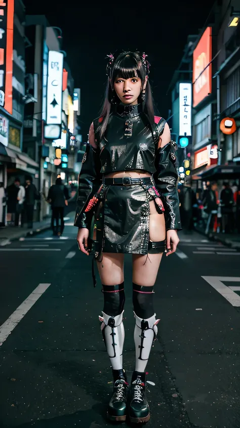 Photorealistic 3D portrait Samurai Alien Mech Angels in Goth Folk Kawaii Festival Raver,full Body,Light Neon Fashion Street Tokyo city Night 35mm film, Akira Anime.