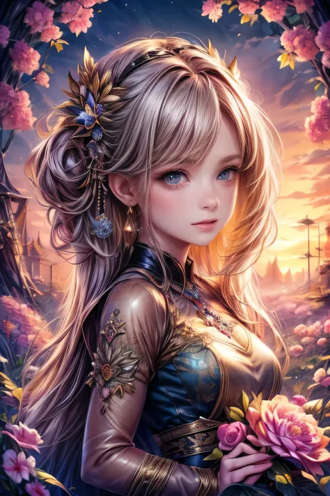 beautiful young girl(chibi:1.3), queen bee spirit, garden, surrounded by worker bees, (highest quality,16k,highres,masterpiece:1.2),ultra-detailed,(ultra-realistic,photorealistic:1.37),extremely detailed eyes and face, longeyelashes, elegant intricate dres...