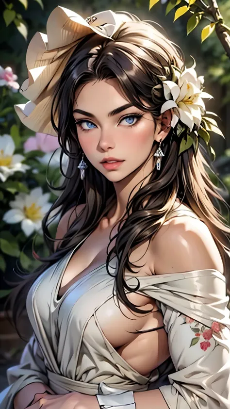 (highest quality,4k,8k,High resolution,masterpiece:1.2),super detailed,(realistic,photorealistic,photo-realistic:1.37),detailed and beautiful eyes,dense and beautiful lips,highly detailed eyes and face,long eyelashes,[garden, Bright colors,soft natural lig...