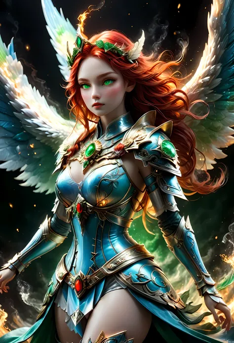 16k, ultra detailed, masterpiece, best quality, (extremely detailed), arafed, dnd art, panoramic view, full body, aasimar, female, (Masterpieceת intense details:1.3), female, sorceress, casting flaming spell(Masterpieceת intense details:1.3) large angelic ...