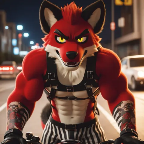 score_9, score_8_up, score_7_up, rating_safe,source_furry,anthro,source_3d, fursuit fox male.
bad guy face.
muscular.
hacker clo...