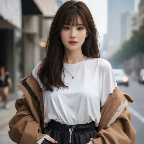 top Quority,Ultra-clear resolution, beauty, hidden face, (beautiful Chinese girl), beauty:1.3, slender abs: 1.1, ((brown hair long with bangs bangs)). Strapless tube mini dress_Also show your ears. In front of the camera. Ear texture. Ear hole details. Rea...