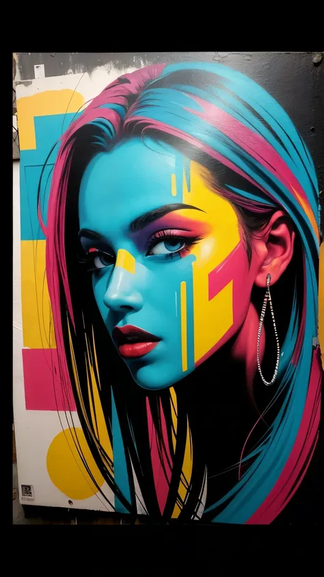 Create a neo-expressionist painting, in high resolution, for printing, with various elements of hip hop and street arts, with many different colors and smoky effect around in graffiti style.
