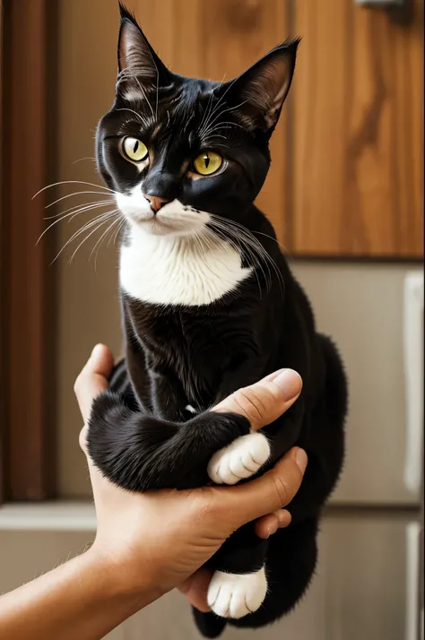 A cat with human hands
