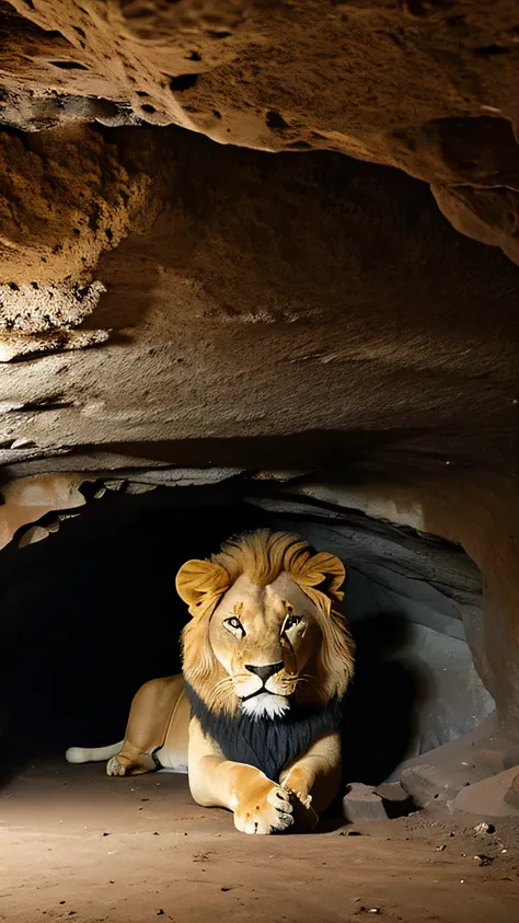 lion inside a cave