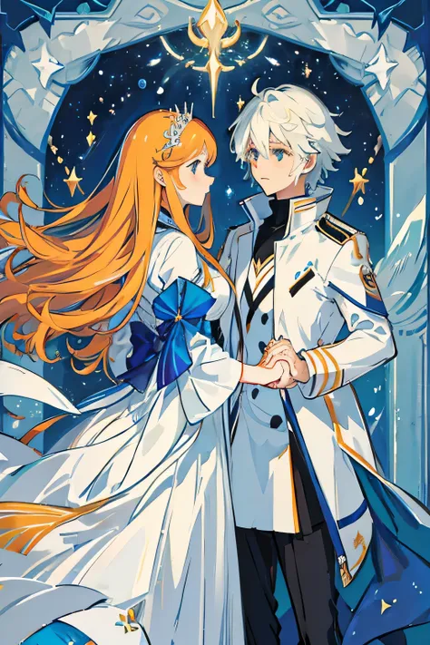 {{masterpiece}}, {{best quality}}, {ultra-detailed},{{Orihime}},{{Altair}},{{Milky River}},{{Men and women}},{{{2 people}}},{Floating in the sky},{Starry Sky},{Feather coat},{universe space},{{Meteors}},{Holding hands and flying}