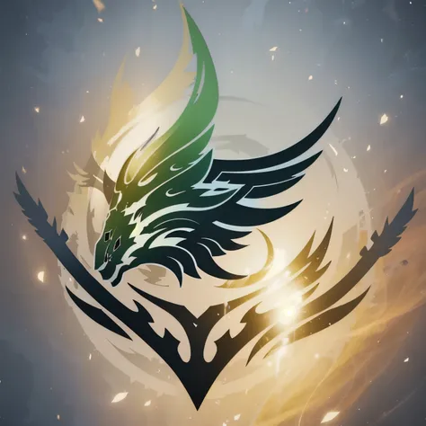 a logo using foil, very simple for a nature faction in an RPG world, nature emblem, only green color, leafy, tranquil, Pacific, chic, Symmetrical, posh, high qualiy, com fundo branco