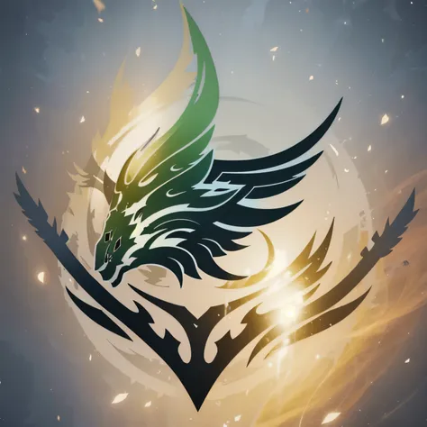 a logo using foil, very simple for a nature faction in an RPG world, nature emblem, only green color, leafy, tranquil, Pacific, chic, Symmetrical, posh, high qualiy, com fundo branco