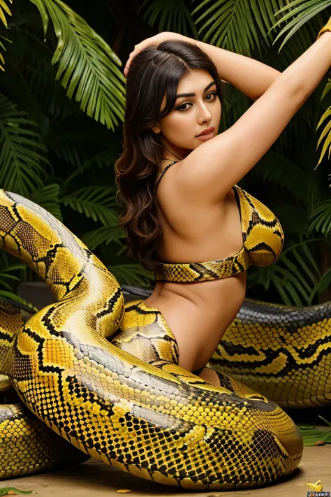 Hansika Motwani is a yellow color anaconda serpent. Yellow color serpant. Real snake or serpent 