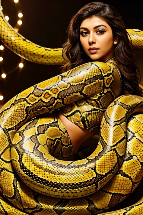 Hansika Motwani is a yellow color anaconda serpent. Yellow color serpant. Real snake or serpent 