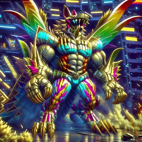 (masterpiece. official art. 8k. best quality. detailed full body. full body.)

(situation 1 : dominating The Phoenix Wolf. The Phoenix Wolf is over 1000 meters long. focus GIANT mechanical Muscular The Phoenix Wolf is trampling the car. Looking down.)

(si...