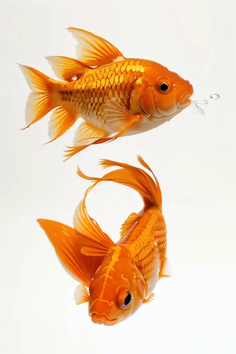 Goldfish,((fat)), white background 