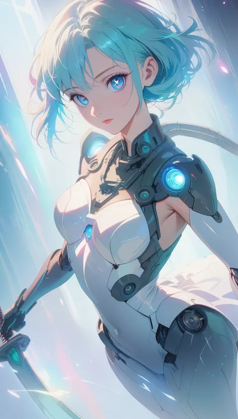 1mechanical girl,(holding sword:1.1),shadows,ultra sharp,metal,(cold colors),rending on cgsociety,facing camera,machanical limbs,mechanical cervial attaching to neck,ghost in the shell,anime art style,
looking_at_viewer,masterpiece,best quality,(ultra real...