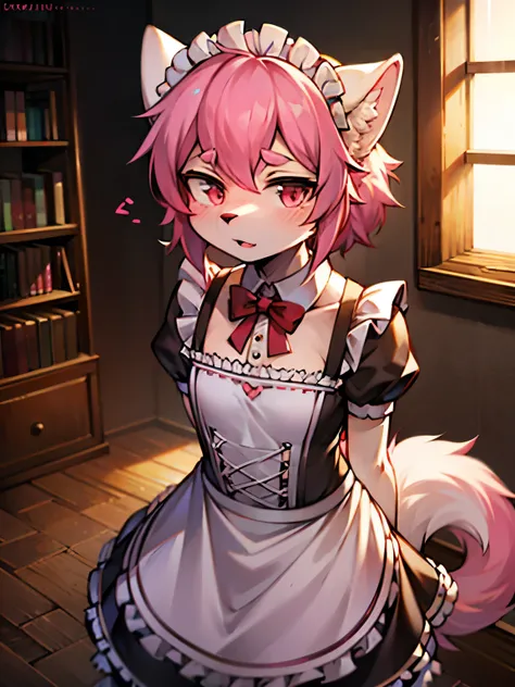 pink haired femboy furry  in a maid outfit 