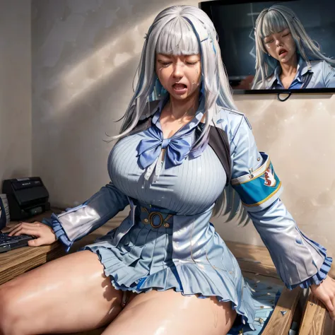 ,
(((Liz Hellesta))),gameroomconcept,PC Desk,Sitting in a gaming chair,Preste,Game Controller,keyboard,((Looking at the smartphone in his hand)),vtuber,Game Now Streaming,White Delivery Room,Liz Hellesta髪１，((Dressed seriously)),(((Do not expose breasts))),...