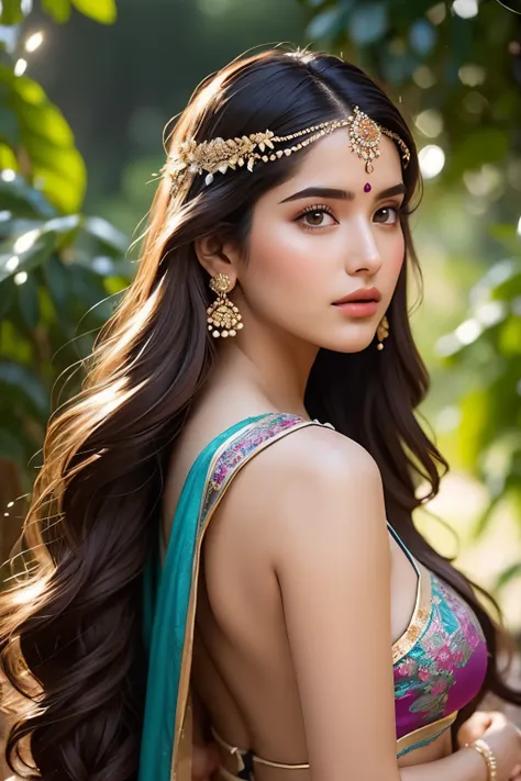 an ethereal indian princess with an otherworldly beauty that is both captivating and enigmatic. her features are delicately alie...