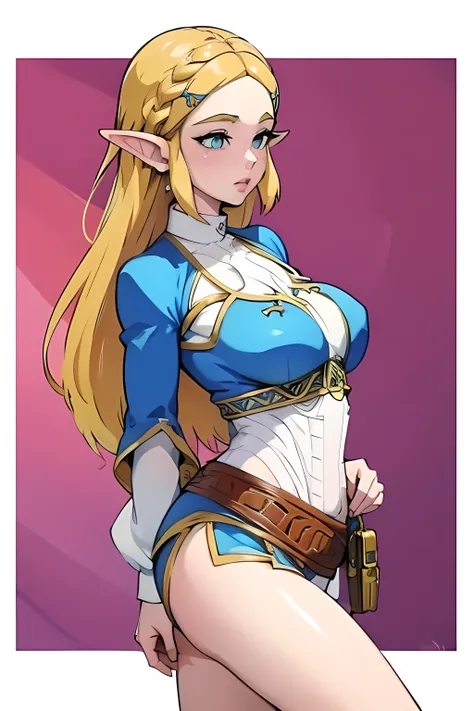 princess zelda modeling, looking at viewer, big breasts, big butt