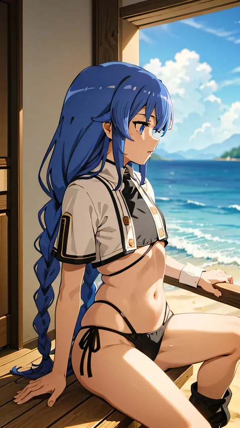 Masterpiece, top quality, best quality, official art, beautiful and aesthetic, anime, 1girl,extremely detailed, colorful, more detailed ((ultra-detailed)), (highly detailed CG illustration),(small breast:1.2),twin braids, long hair, blue hair, blue eyes,bi...