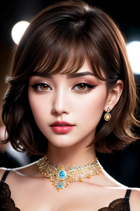 ultrarealistic、 ultra-detailed primetime portraits、 high quality、 8k、highest level、 The ultra -The high definition)、(Super beautiful)、(beautiful face:1.5)、(detailed face:1.5)、(detailed eyes:1.2)、(detailed lip:1.2)、(Detailed nose:1.2)、(neckline:1.23)、1 girl...