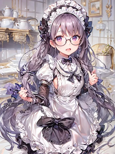 ((Highest quality)),(Ultra-high resolution),(Ultra-detailed new),(Detailed Description),((The best CG)),(masterpiece),Highly detailed art,A wonderful new art form,(Art with precise details:1.5), (Maid:1.7),(Cheerful:1.4),(Two braided long hair:1.6),(クラシカルM...