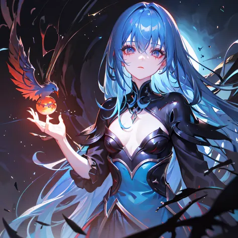 die,Blood,night, dark, (Fantasy),unlimited,Deep blue sky,The abyss of Knowledge,Knowledge,((masterpiece)), (((Highest quality))),((Beautiful attention to detail)),(eyelash),monster,(1 Girl),Blue Hair,Long Hair,Eye of the Abyss,Shiny skin,Oil,Small breasts,...