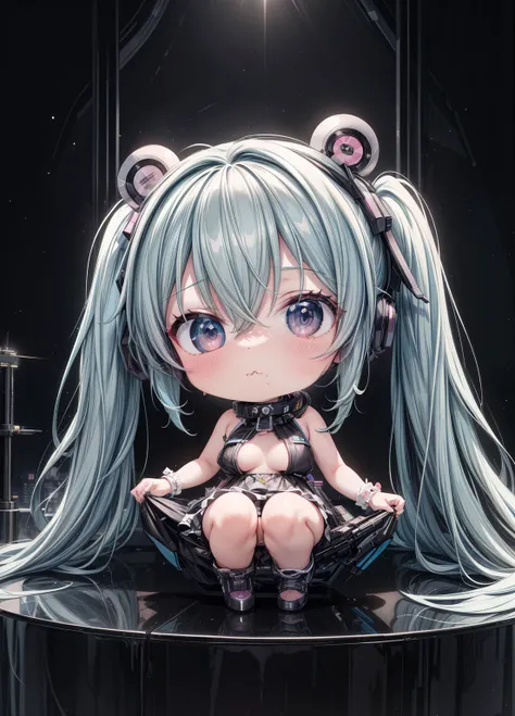 (masterpiece、Highest quality、Highest quality、Official Art、Beautiful and beautiful:1.2)、(One girl:1.3)Hatsune Miku、Twin tails,Beautiful breasts,(Highest quality, 4K, 8K, High resolution, masterpiece:1.2), Very detailed, Sci-fi close-up of a hairy woman in a...