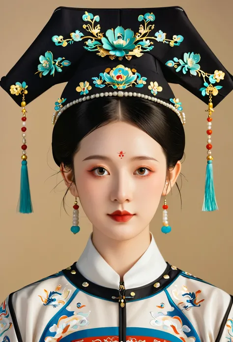 Beautiful girl portrait，symmetry，Round Face，Bright Eyes，Smooth skin，Chinese Song Dynasty official uniform,egotistical,Official hat，Clean background