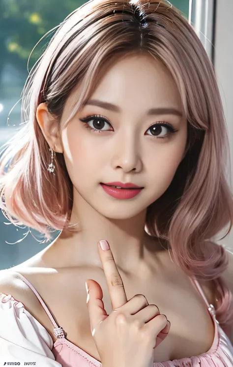 Highest quality、masterpiece、Ultra-high resolution、Photorealistic、Raw photo、One Girl、sexlyな外見、Shoulder hair、The lower half is curled and wild.、cute smile like a model、hair color is blonde、Regular high heels、Double Eyes、Applying mascara、Cute pose like a mode...
